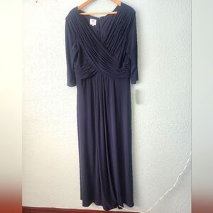 Patra Blue Ruched Wrap Gown for Wedding Guest